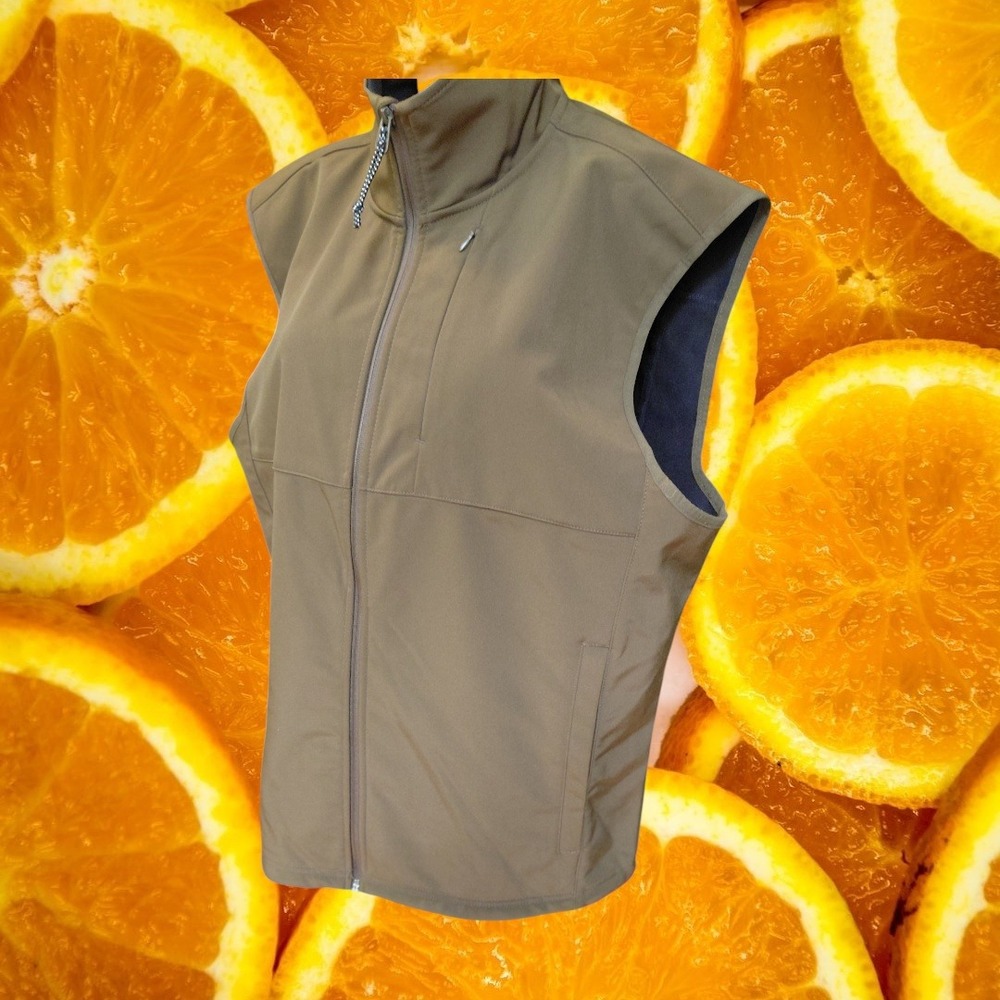 St Johns‎ Bay Mens Performance Softshell Vest Tan Brown Full Zip Large L